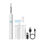 White electric oral irrigator with multiple dental tips, USB charging cable, and travel case for at-home teeth cleaning