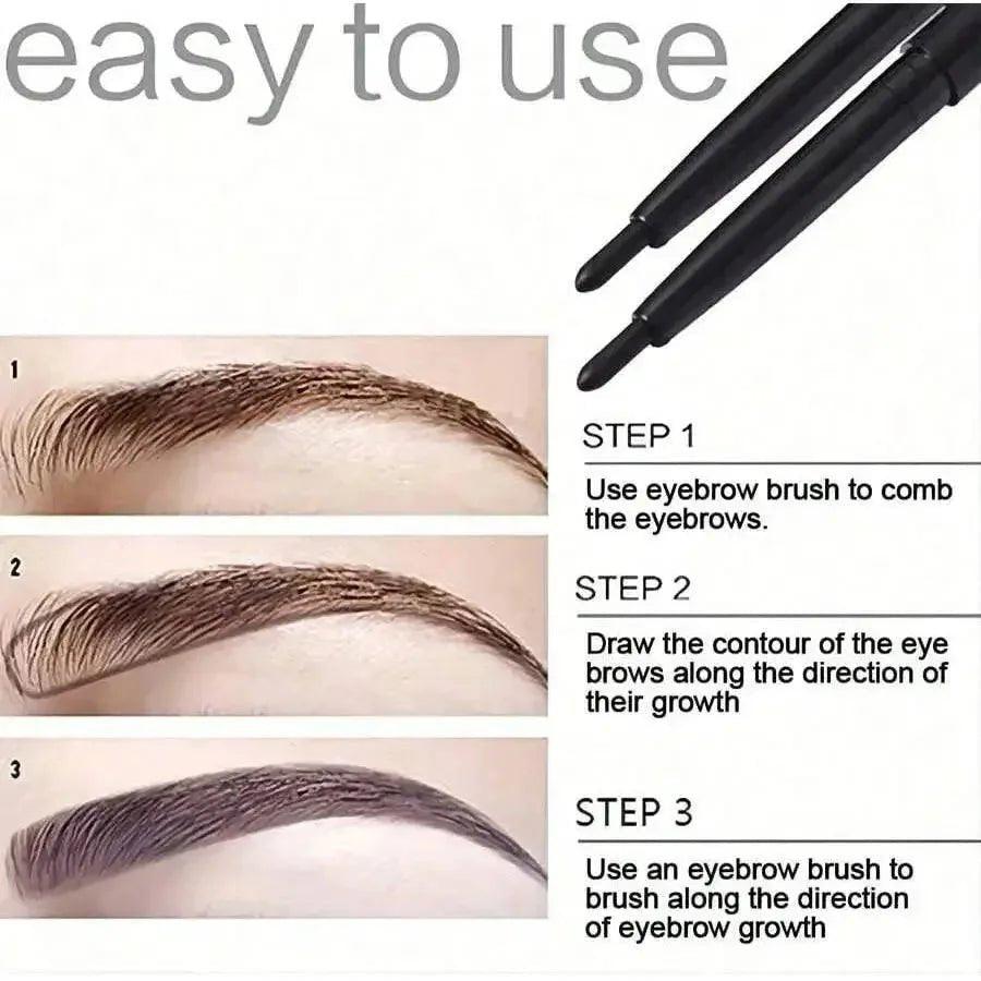 Easy-to-use eyebrow pencil tutorial: comb, contour, brush for natural brows