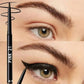 Pink 21 eyeliner pencil creating sharp winged liner on green eye, beauty makeup tool