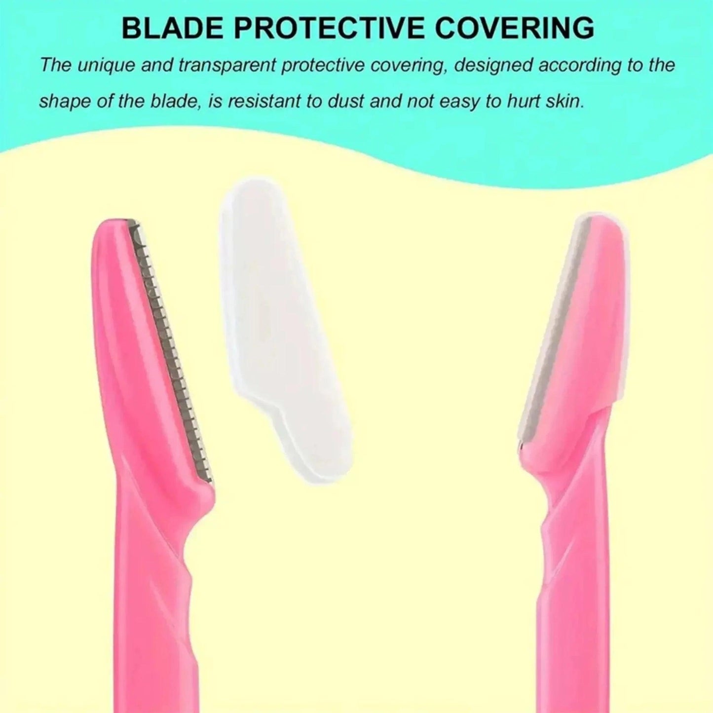 Pink eyebrow razor with protective cover for safe grooming, dust-resistant design