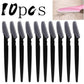 10pcs black eyebrow razors for precise facial hair removal, beauty grooming tools