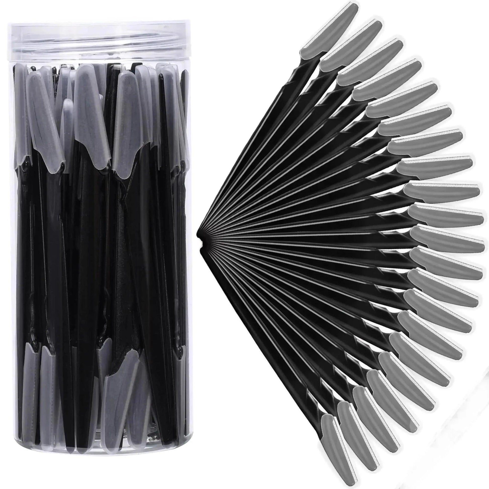 Black eyebrow razors in clear jar, beauty grooming tools for women's fashion