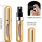 Gold travel perfume atomizer, 5ml capacity, compact spray bottle for women's fashion and beauty