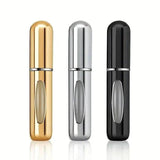 Portable perfume atomizer in gold, silver, black — sleek travel spray for women's fashion beauty