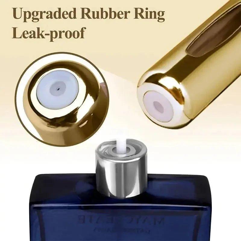Luxury perfume bottle with leak-proof gold cap and upgraded rubber ring for women's fashion