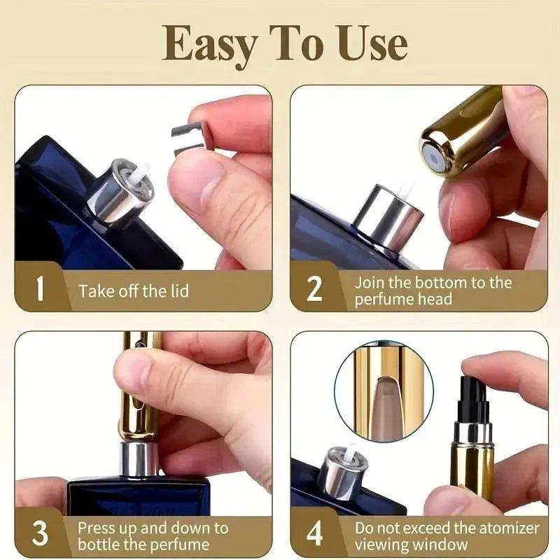Easy to use perfume atomizer refill steps for women's fashion fragrance