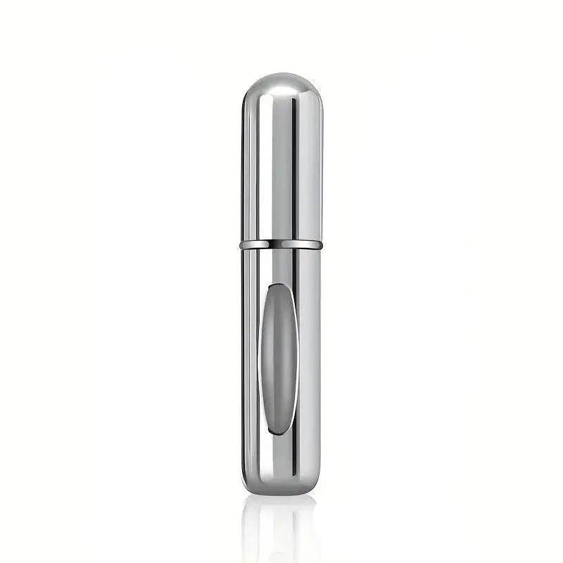 Sleek silver perfume atomizer for travel, compact luxury fragrance sprayer
