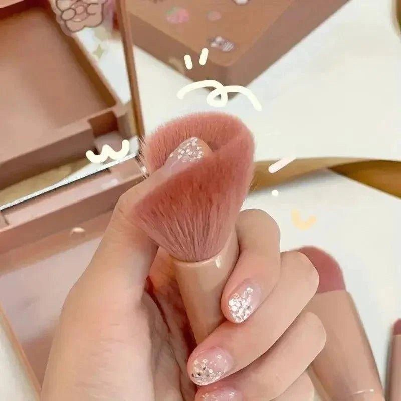5Pcs Portable Makeup Brush Set With Mirror - Foldable Travel Kit ，Mini Makeup Brush Set Travel Makeup Brush Set - Womans Fashion