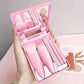 5Pcs Portable Makeup Brush Set With Mirror - Foldable Travel Kit ，Mini Makeup Brush Set Travel Makeup Brush Set - Womans Fashion