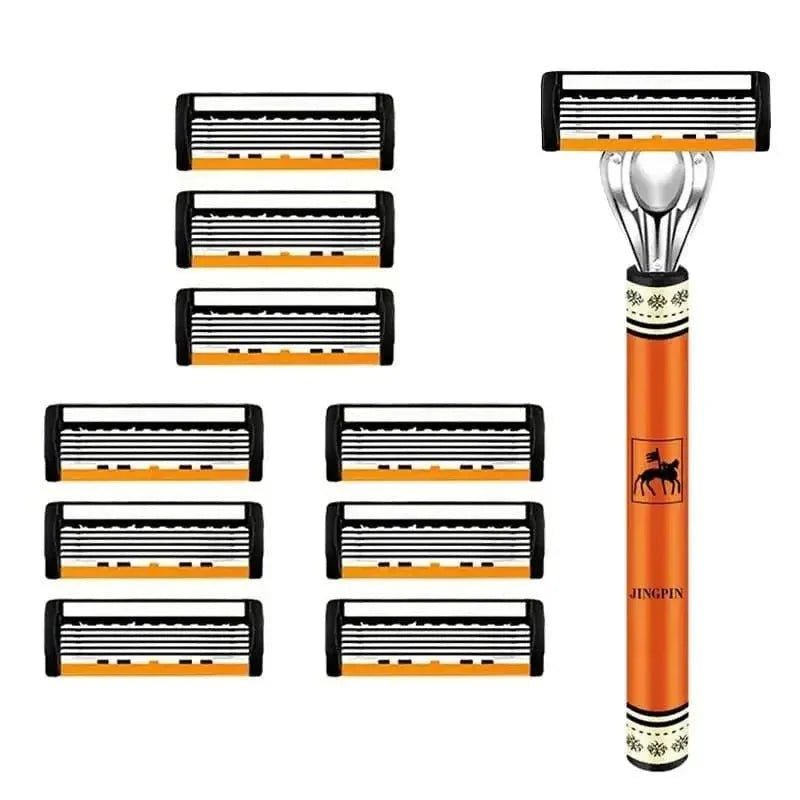 6 - layer razor blade, men's stainless steel blade, classic water washed razor, sharp blade for clean shaving - Womans Fashion