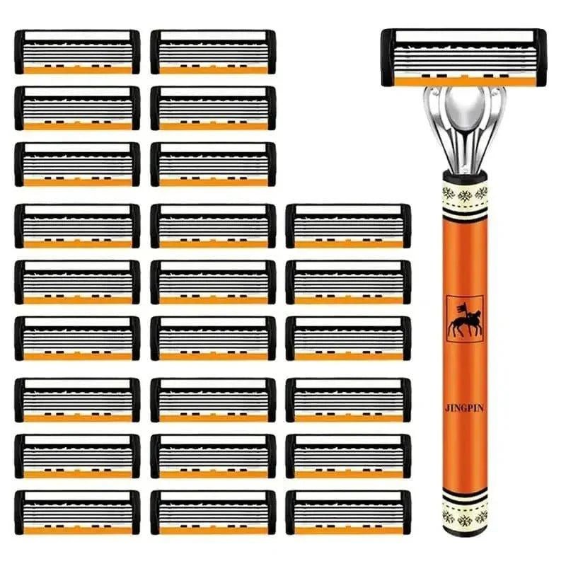 6 - layer razor blade, men's stainless steel blade, classic water washed razor, sharp blade for clean shaving - Womans Fashion