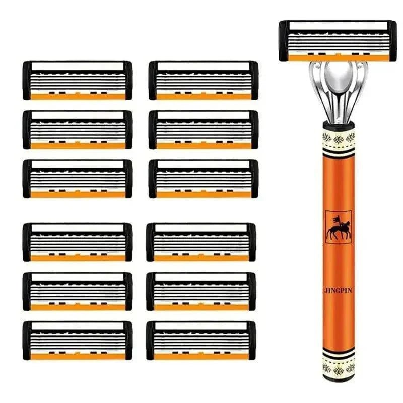 6 - layer razor blade, men's stainless steel blade, classic water washed razor, sharp blade for clean shaving - Womans Fashion