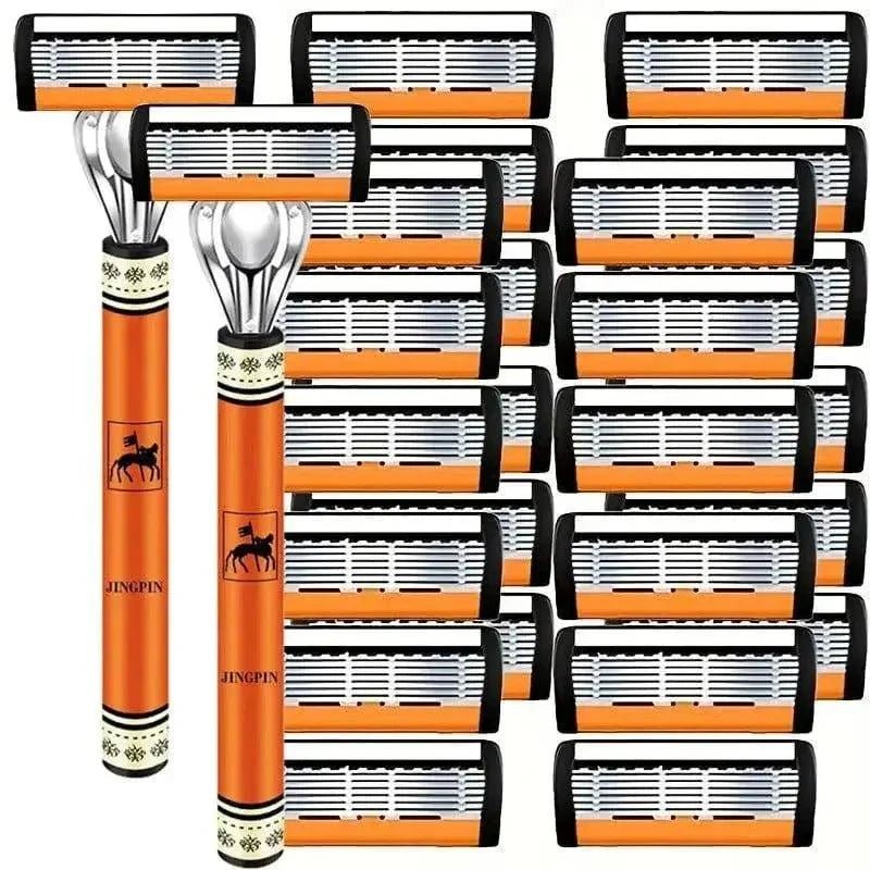 6 - layer razor blade, men's stainless steel blade, classic water washed razor, sharp blade for clean shaving - Womans Fashion