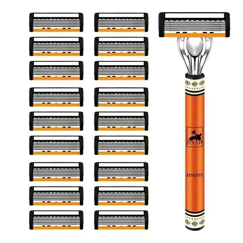 6 - layer razor blade, men's stainless steel blade, classic water washed razor, sharp blade for clean shaving - Womans Fashion