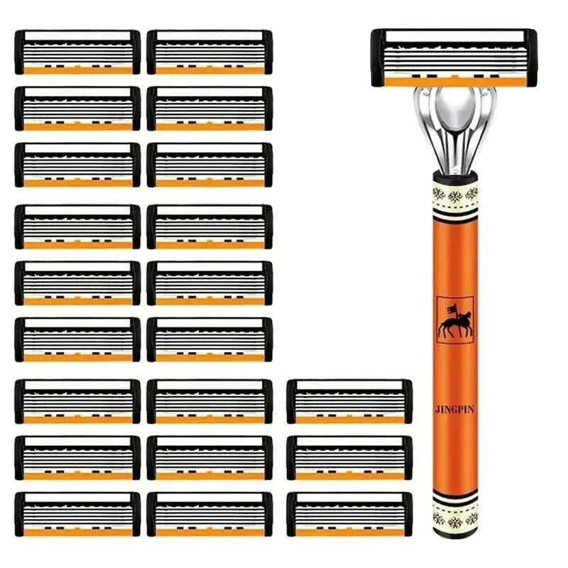 6 - layer razor blade, men's stainless steel blade, classic water washed razor, sharp blade for clean shaving - Womans Fashion