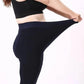 Black high-waist stretchy leggings for women, showcasing flexibility and comfort in activewear fashion.