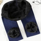 Navy blue women's thermal leggings with black fleece lining, cozy winter fashion wear