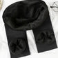 Black women's thermal leggings with fleece lining, cozy winter fashion wear