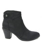 Black women's ankle boot with block heel and side buckle detail, fashion footwear