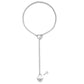 Silver heart lock and key lariat necklace for women's fashion