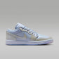 Light blue and white Nike Air Jordan 1 low sneaker with quilted detailing and pastel sole