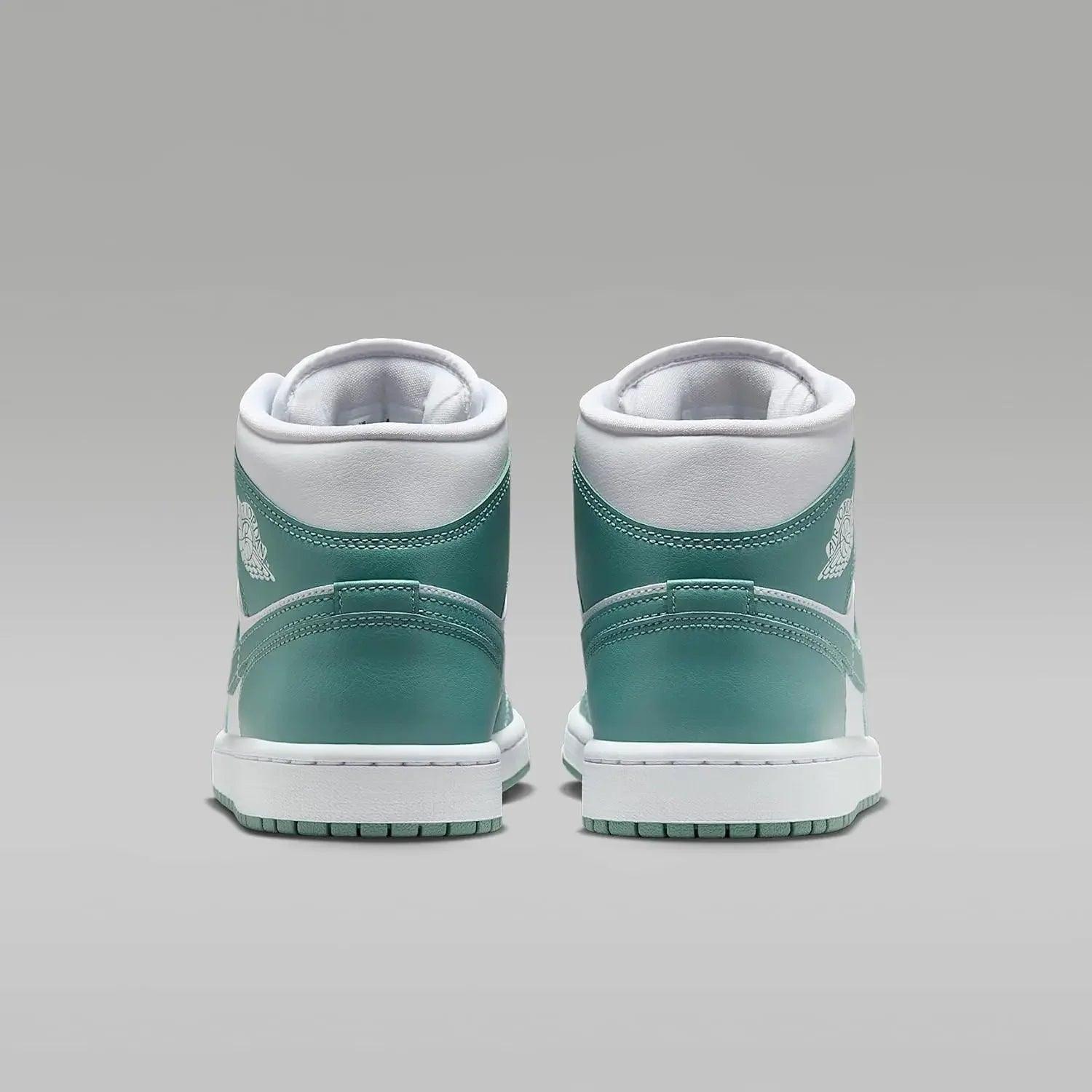 Teal and white high-top sneakers with wing logo, women's fashion footwear