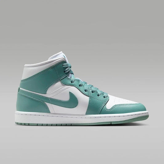 Mint green and white high-top sneaker with Nike swoosh, stylish women's fashion footwear