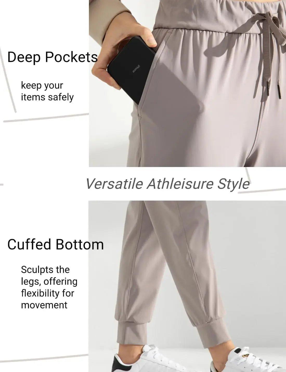 Women's athleisure joggers with deep pockets and cuffed bottom for versatile comfort