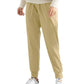 Beige jogger pants with drawstring waist, paired with white sneakers and a cozy sweater for casual women's fashion.