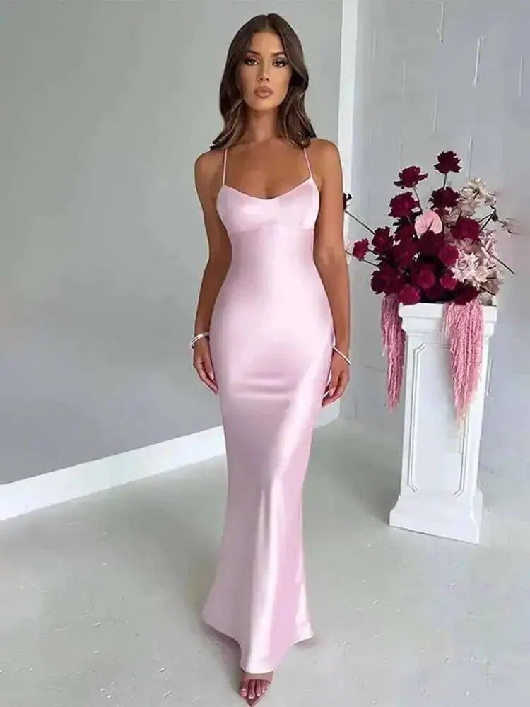 Avrilyaan Satin Backless Slim Sexy Dress Women 2024 Bodycon Long Summer Dress Mermaid Elegant NightClub Party Dresses Vestidos - Womans Fashion