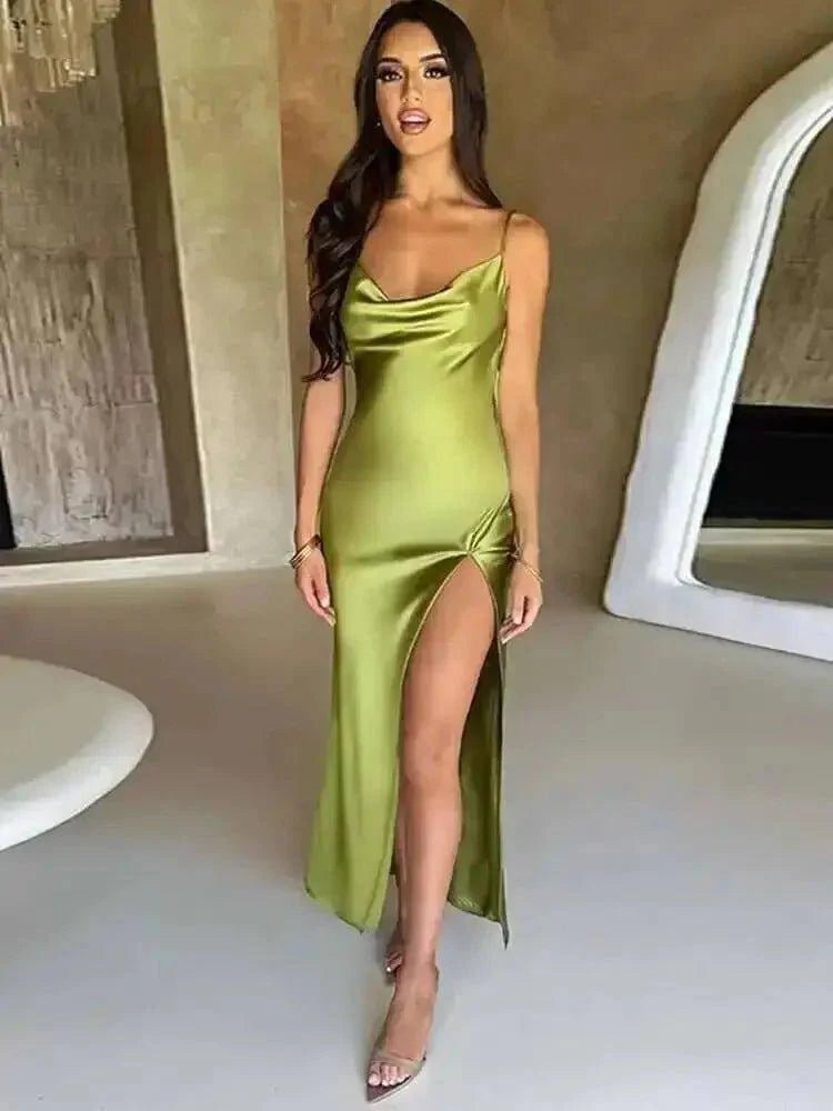 Avrilyaan Satin Backless Slim Sexy Dress Women 2024 Bodycon Long Summer Dress Mermaid Elegant NightClub Party Dresses Vestidos - Womans Fashion