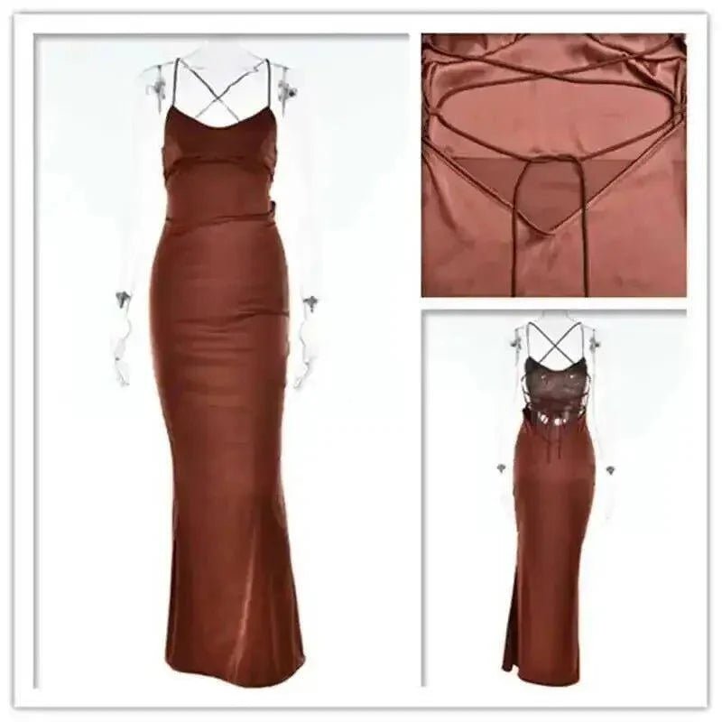 Avrilyaan Satin Backless Slim Sexy Dress Women 2024 Bodycon Long Summer Dress Mermaid Elegant NightClub Party Dresses Vestidos - Womans Fashion
