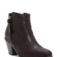 Women's black suede ankle boot with side zipper and block heel, fashion footwear for casual or dressy looks