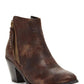 Brown suede ankle boot with side zipper and block heel, women's fashion footwear