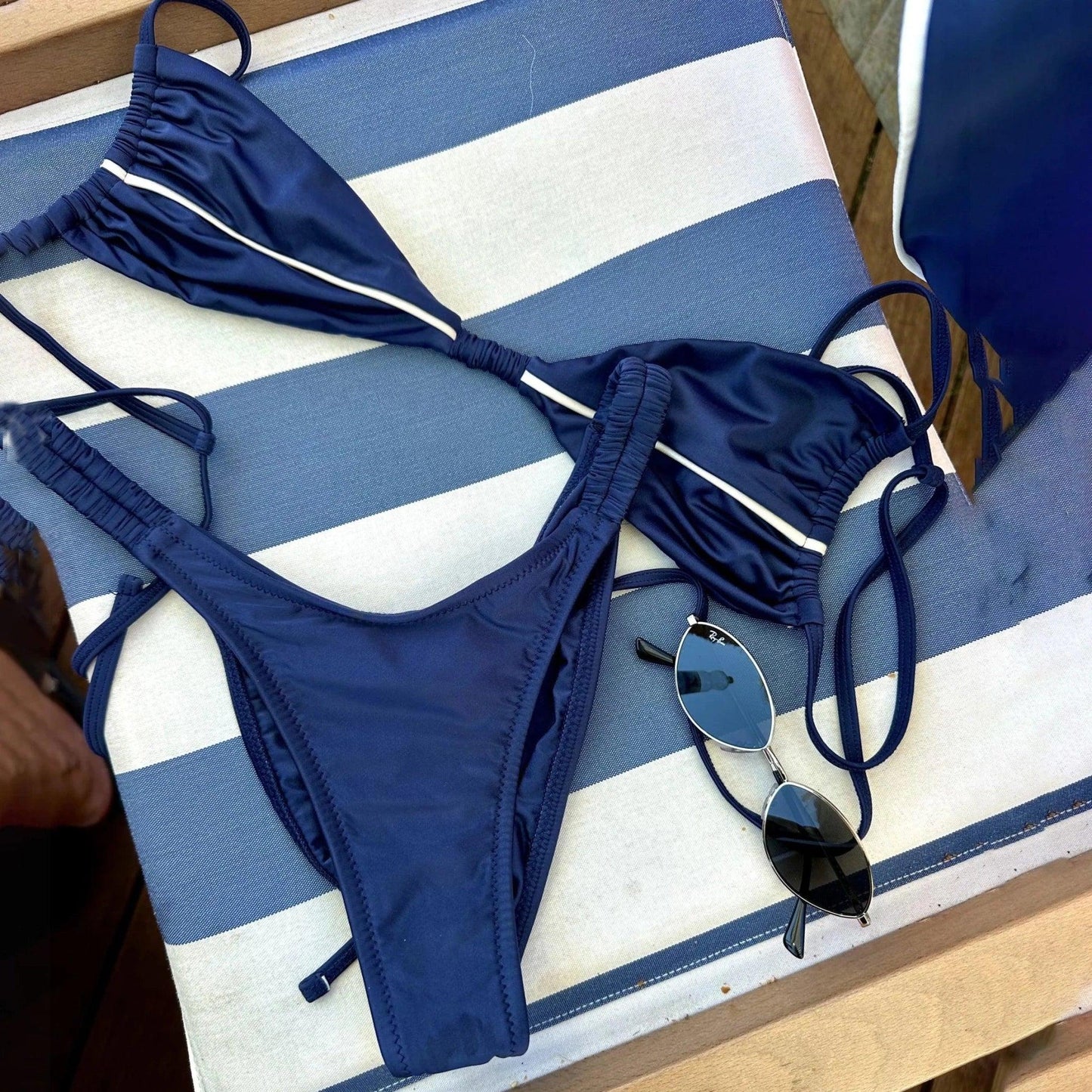 Bandeau Biquini 2025 Sexy Women Swimsuit Female Swimwear Micro Bikini Set Swimming Suit Beachwear Shiny Blue Brazilian Biquini - Womans Fashion
