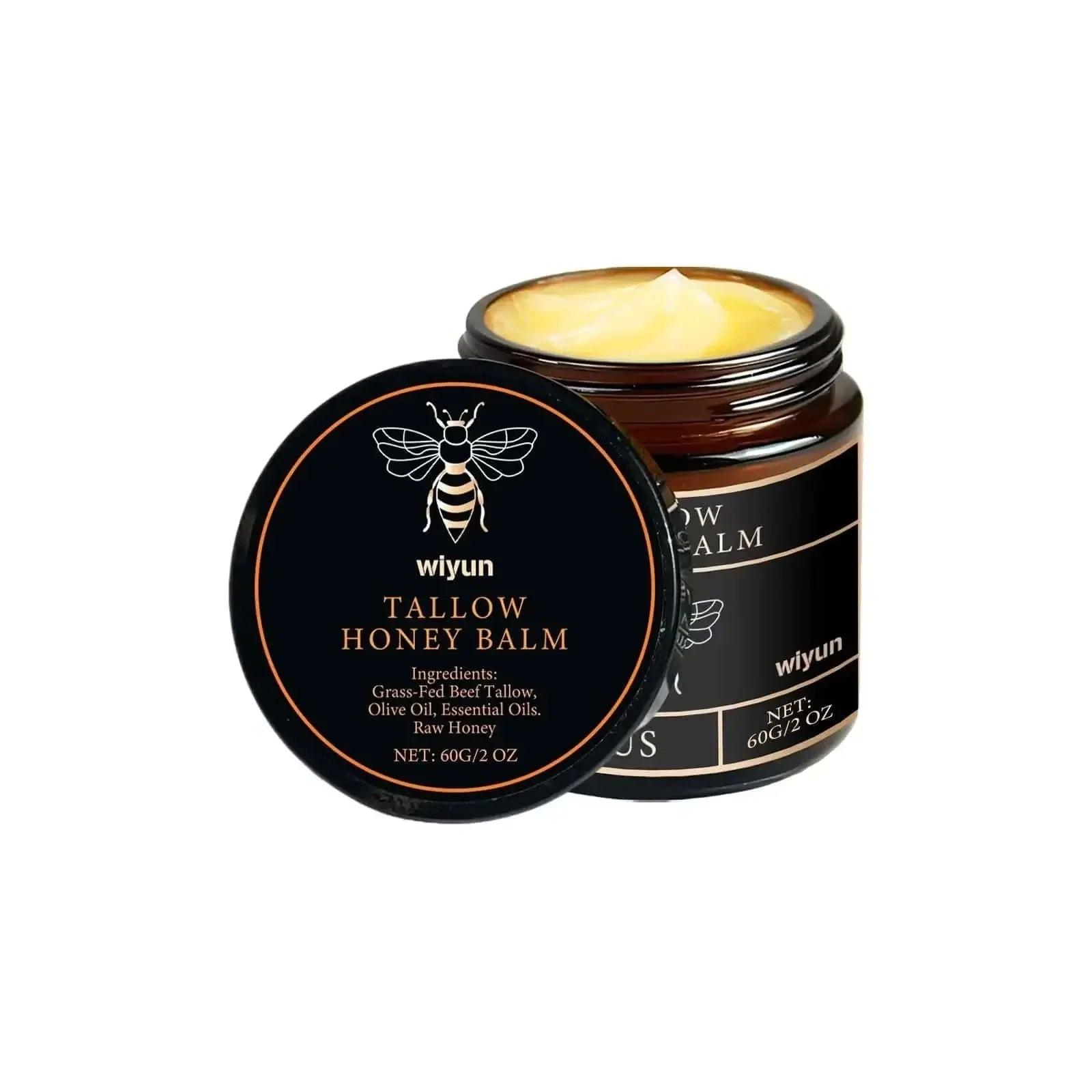 Wiyun Tallow Honey Balm with raw honey and essential oils, natural skincare for women's beauty routine