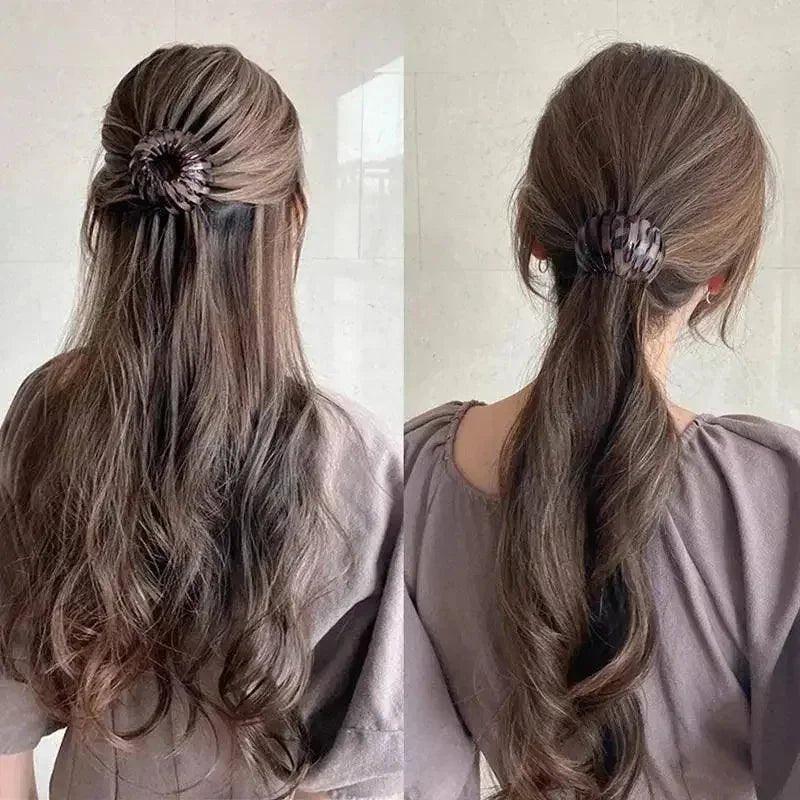 Stylish hair scrunchie for women, elegant half-up and ponytail looks with wavy hair