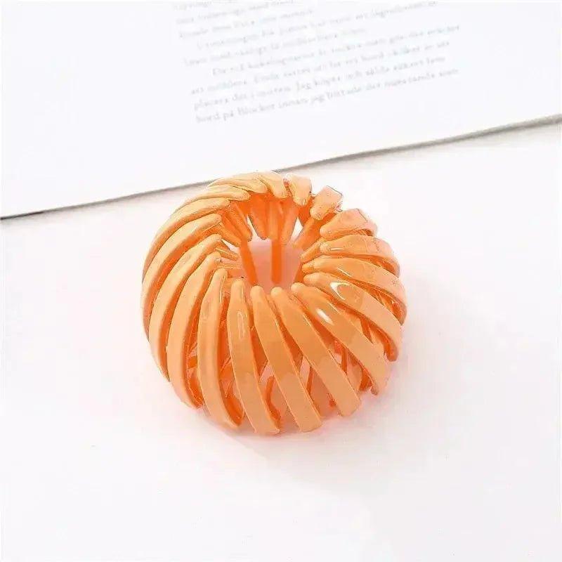 Orange spiral hair tie for women's fashion hairstyles