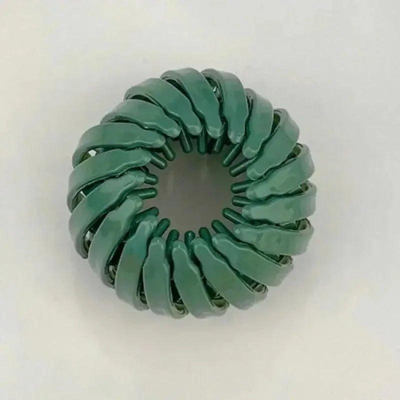 Green spiral hair tie for women's fashion styling