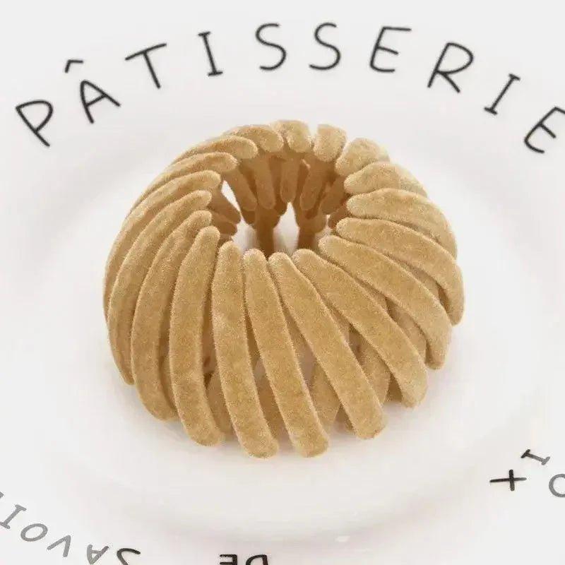 Velvet hair tie on pâtisserie plate, stylish accessory for women's fashion
