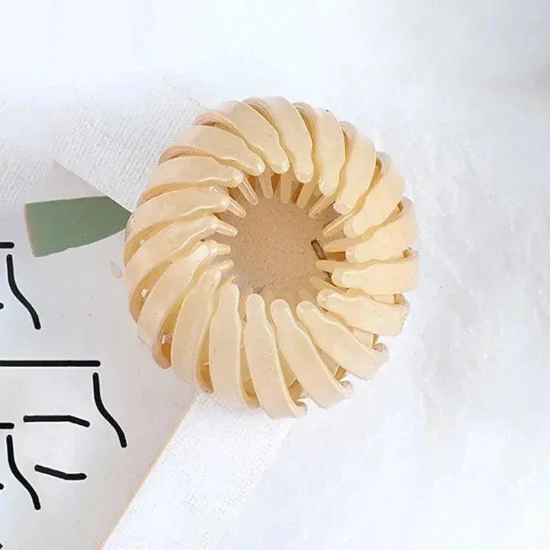 Beige spiral hair tie for women's fashion and beauty styling