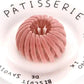 Pink velvet hair scrunchie on Pâtisserie plate, women's fashion accessory