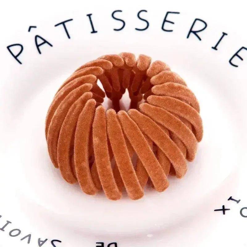 Velvet hair tie on Pâtisserie plate, stylish women's fashion accessory