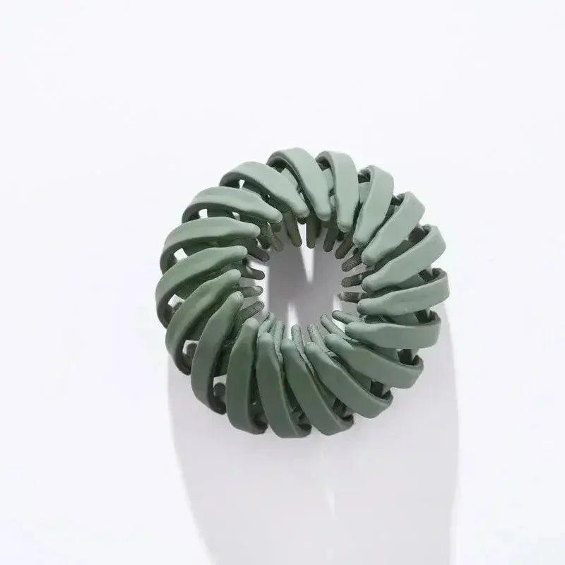 Sage green spiral hair tie for women's fashion styling