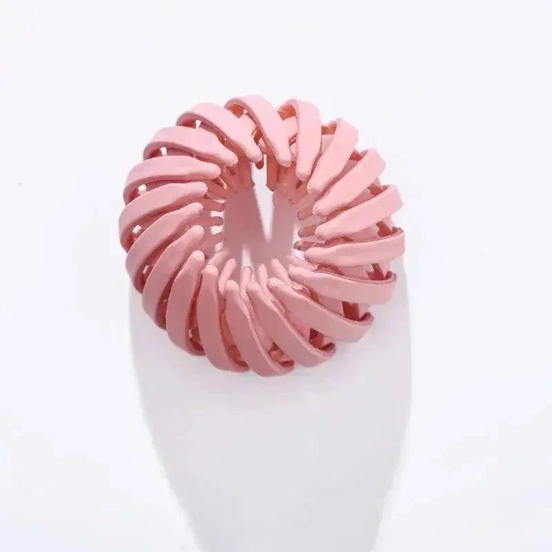 Pink spiral hair tie for women's fashion hairstyles