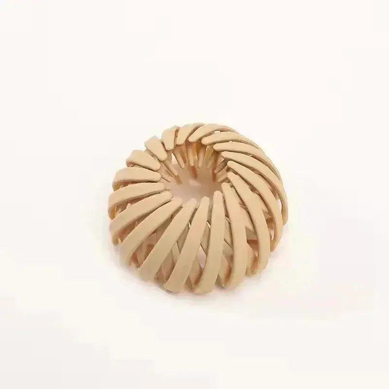 Beige spiral hair scrunchie for women's fashion styling