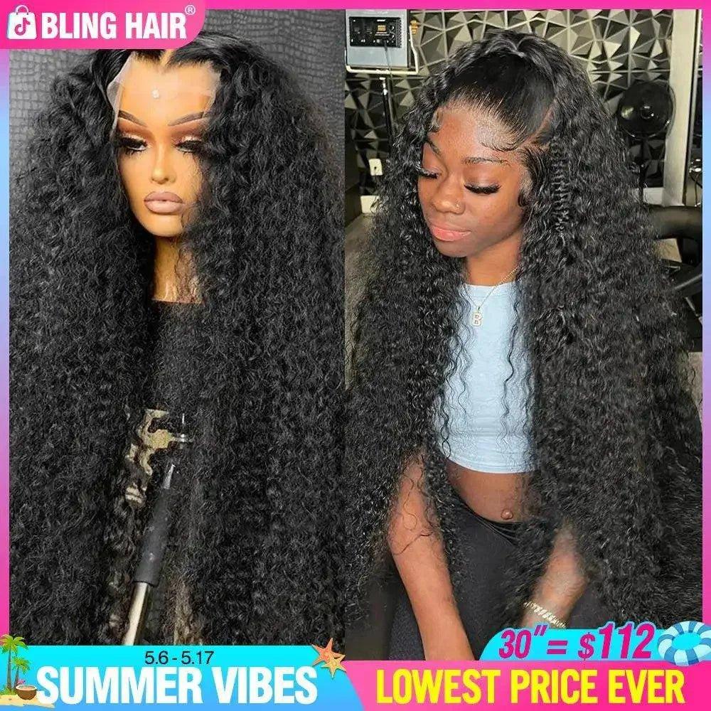 Long curly black lace front wig for women, 30-inch voluminous style, summer fashion hair extension