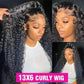 13x6 curly lace front wig with natural waves and baby hairs, perfect for women's fashion styles
