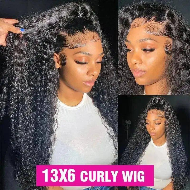 13x6 curly lace front wig with natural waves and baby hairs, perfect for women's fashion styles