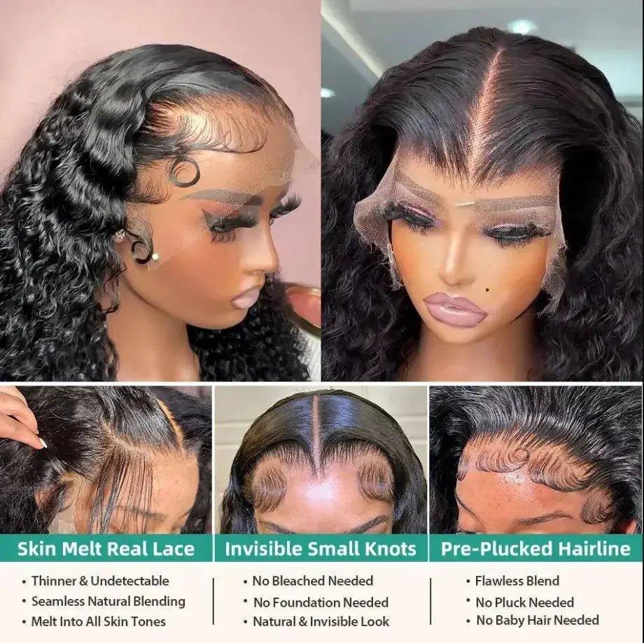 Natural-looking lace front wig with pre-plucked hairline, skin melt lace, and invisible knots for seamless blend